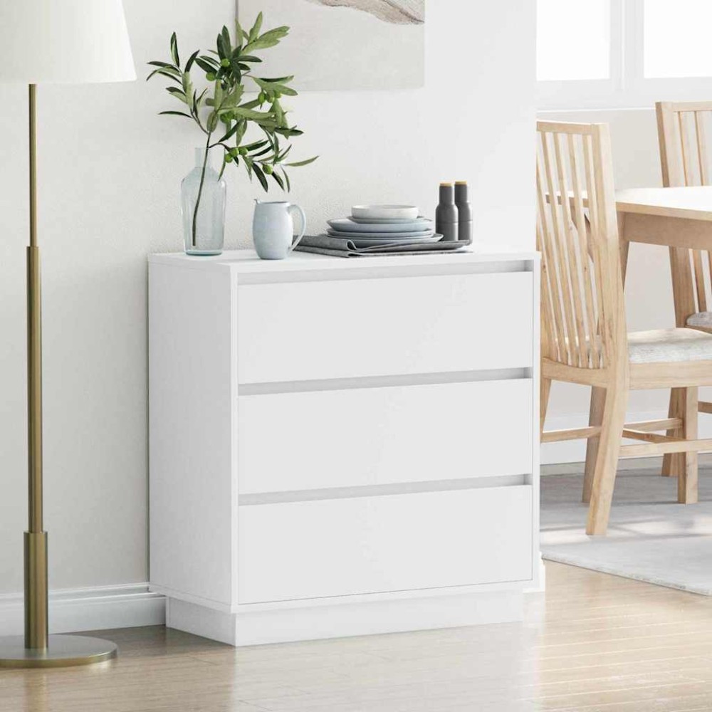 vidaXL Κομοδίνο Λευκό 71 x 34,5 x 75 εκ. Επεξεργασμένο ξύλο