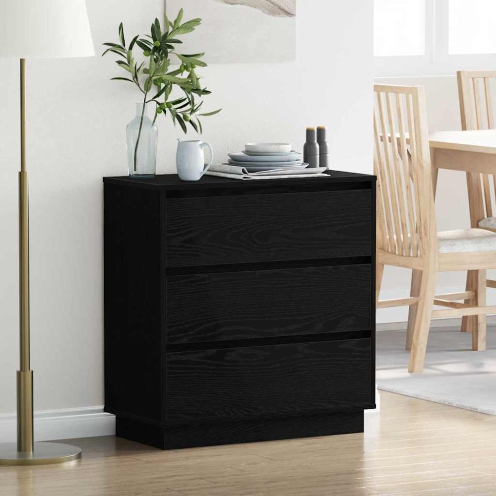 vidaXL Κομοδίνο Μαύρη Οξυά 71 x 34,5 x 75 εκ. Επεξεργασμένο ξύλο