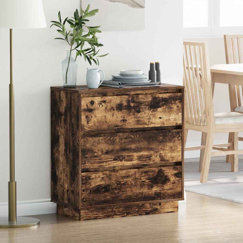 vidaXL Κομοδίνο Καπνιστό Δρύς 71 x 34,5 x 75 εκ. Επεξεργασμένο ξύλο