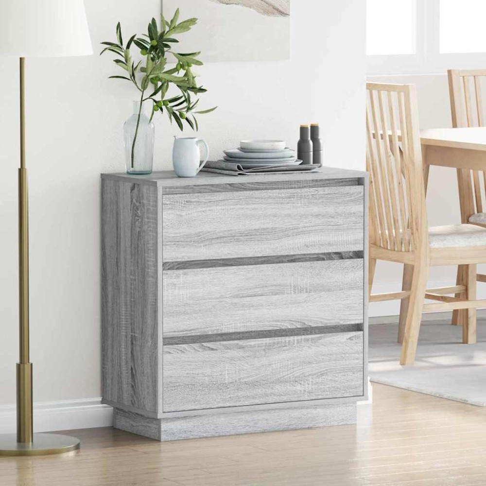 vidaXL Κομοδίνο Γκρι 71 x 34,5 x 75 εκ. Επεξεργασμένο ξύλο