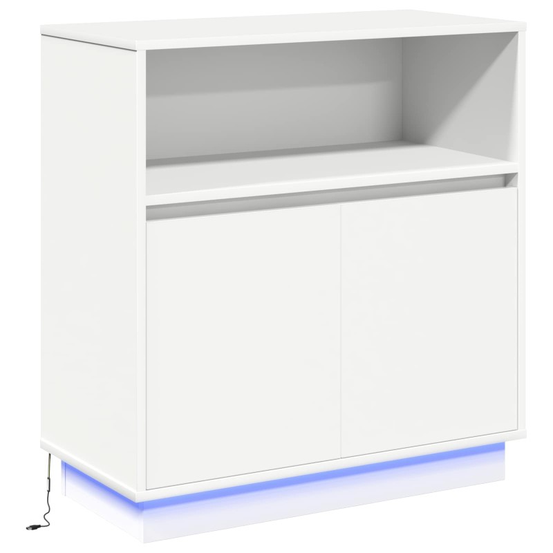 vidaXL Πλευρικό Τραπέζι LED Λευκό 71 x 34,5 x 75 εκ.