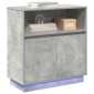 vidaXL Πλευρικό Τραπέζι LED Γκρι σκυροδέματος 71 x 34,5 x 75 εκ.