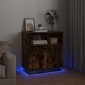 vidaXL Πλευρικό Τραπέζι LED Καπνιστό Δρύς 71 x 34,5 x 75 εκ.
