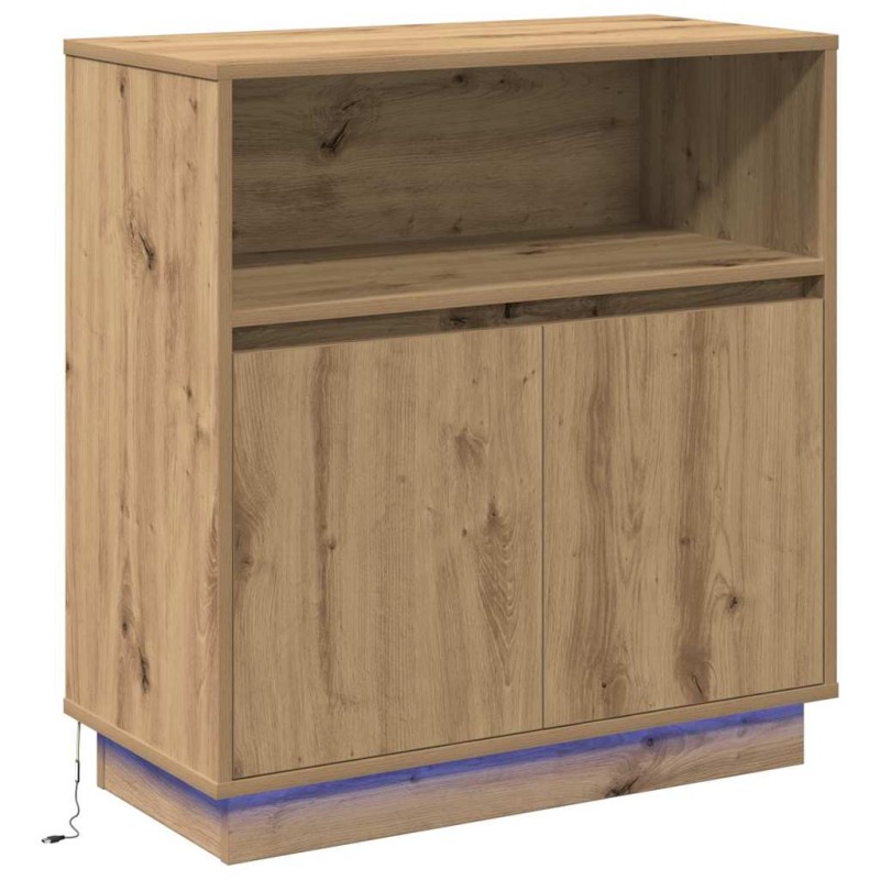 vidaXL Πλευρικό Τραπέζι LED Artisan Oak 71 x 34,5 x 75 εκ.