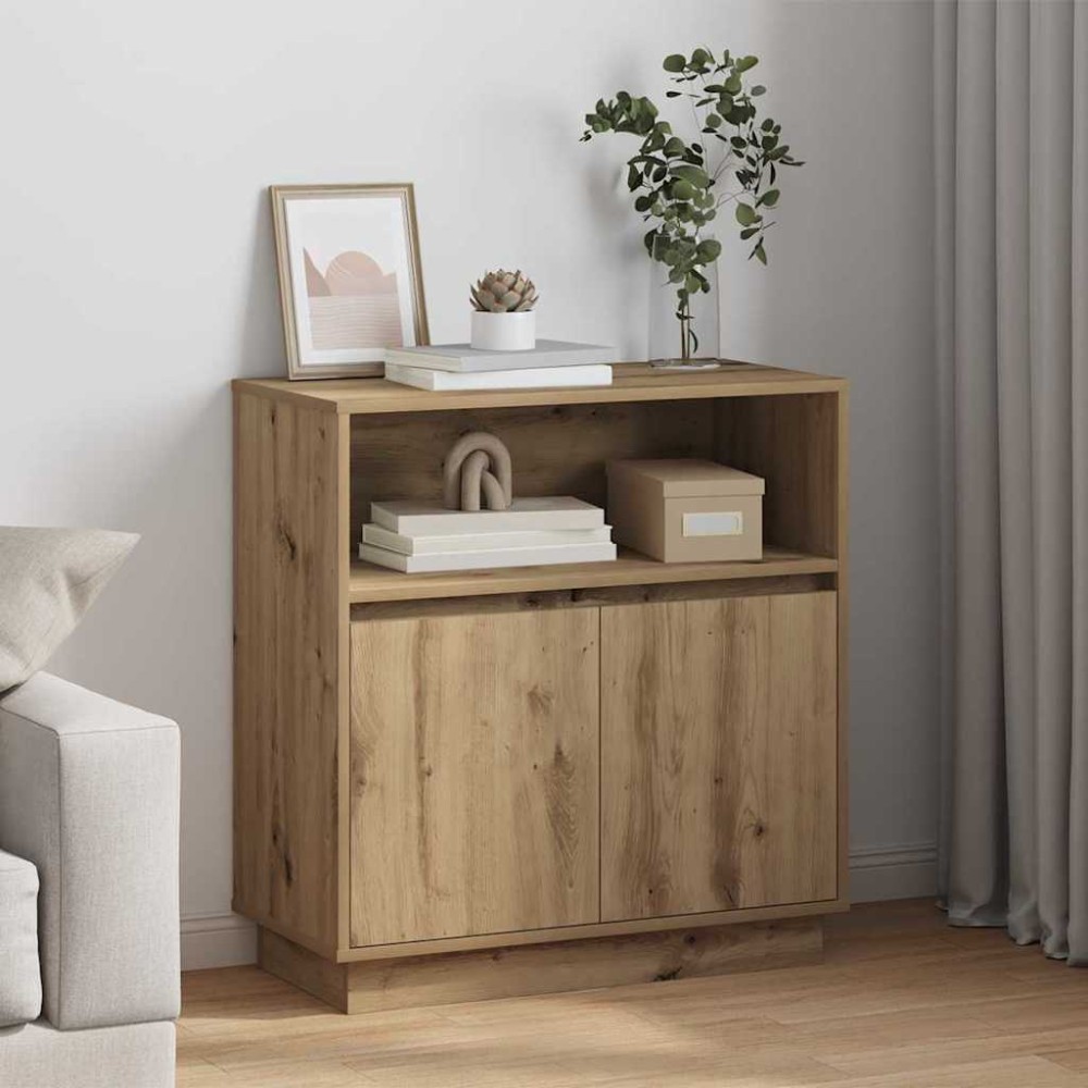 vidaXL Πλευρικό Τραπέζι LED Artisan Oak 71 x 34,5 x 75 εκ.