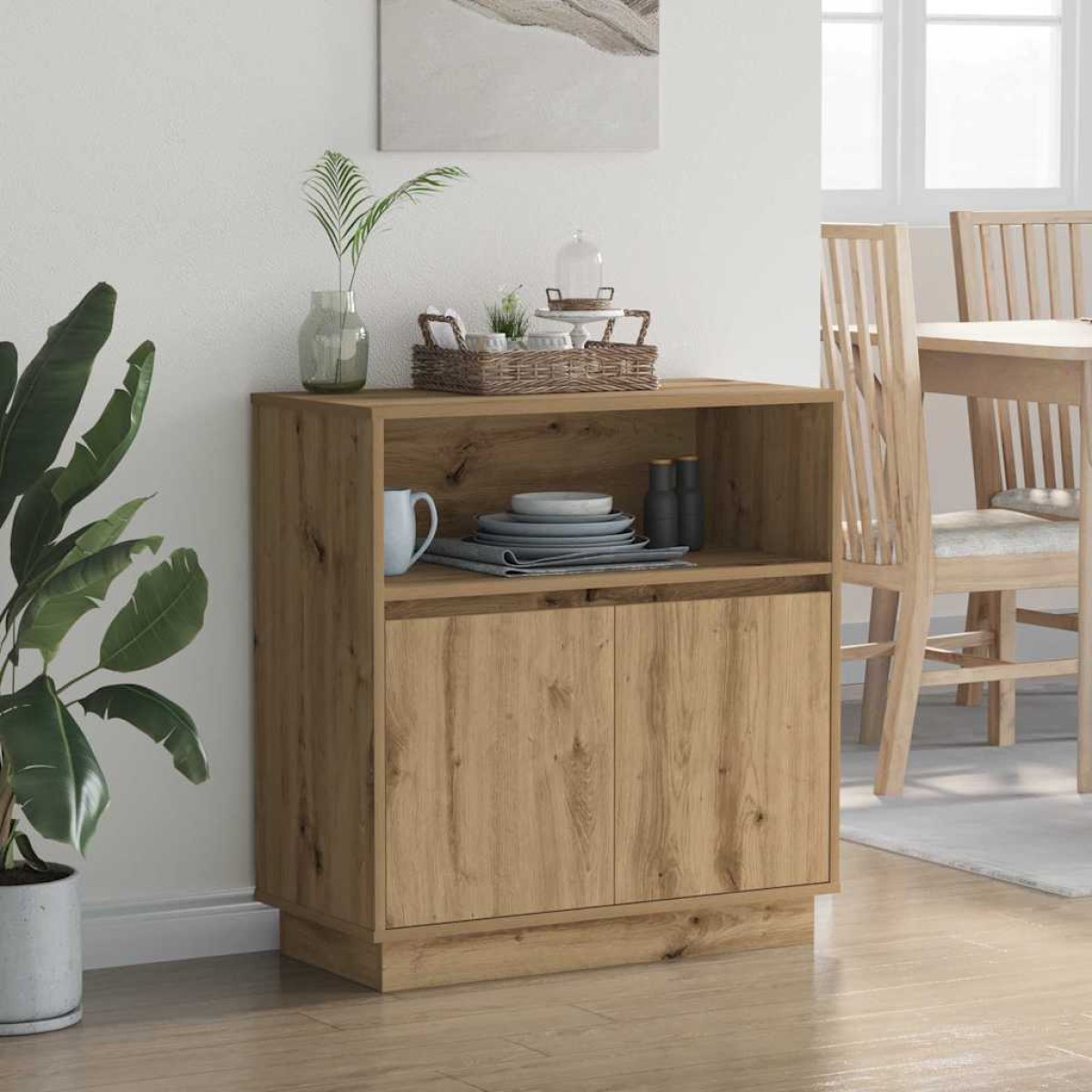 vidaXL Πλευρικό Τραπέζι LED Artisan Oak 71 x 34,5 x 75 εκ.