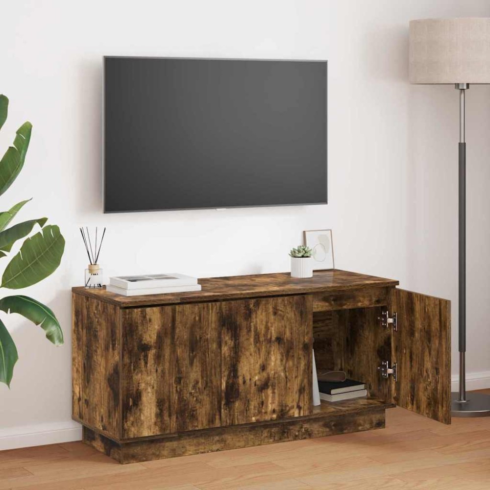 vidaXL Ντουλάπι TV 100 x 38 x 49 εκ. Καπνιστό Δρύς Επεξεργασμένο Ξύλο