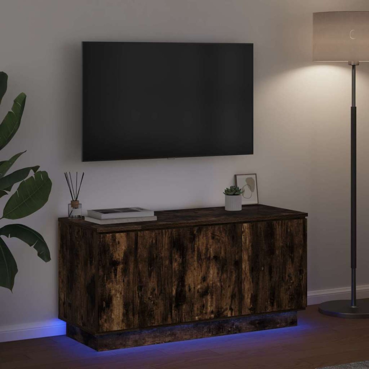 vidaXL Ντουλάπι TV 100 x 38 x 49 εκ. Καπνιστό Δρύς Επεξεργασμένο Ξύλο