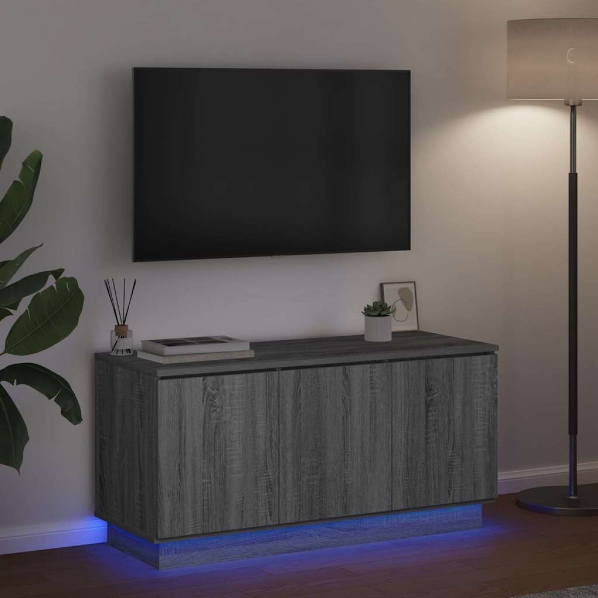 vidaXL Ντουλάπι TV 100 x 38 x 49 εκ. Γκρίζο Σονομα Επεξεργασμένο Ξύλο