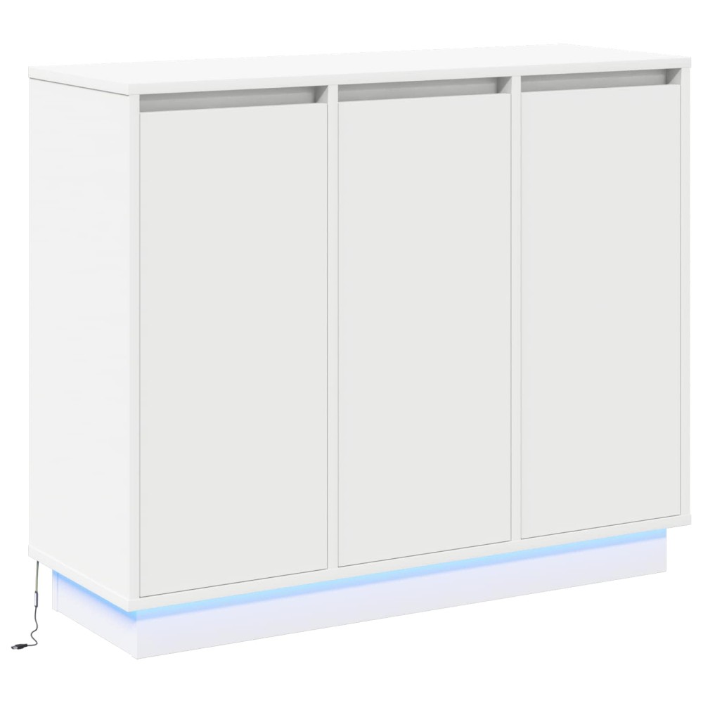 vidaXL Πλευρικό Τραπέζι LED Λευκό 90 x 32 x 75 εκ. Επεξεργασμένο Ξύλο