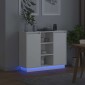 vidaXL Πλευρικό Τραπέζι LED Λευκό 90 x 32 x 75 εκ. Επεξεργασμένο Ξύλο