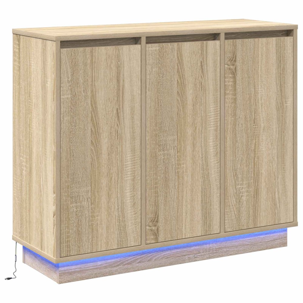 vidaXL Πλευρικό Τραπέζι LED Δρύς Sonoma 90 x 32 x 75 εκ.