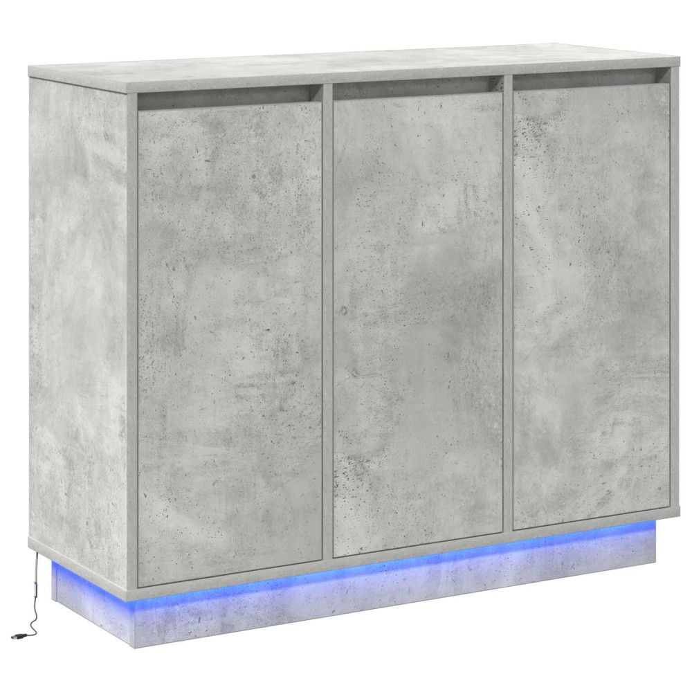 vidaXL Πλευρικό Τραπέζι LED Σκυρόδεμα Γκρι 90 x 32 x 75 εκ.