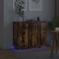 vidaXL Πλευρικό Τραπέζι LED Καπνιστό Δρύς 90 x 32 x 75 εκ.