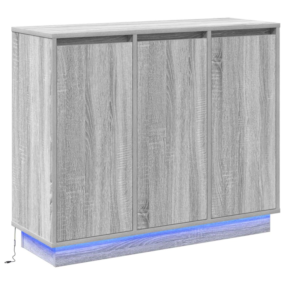 vidaXL Πλευρικό Τραπέζι LED Γκρίζο Σονομα 90 x 32 x 75 εκ.