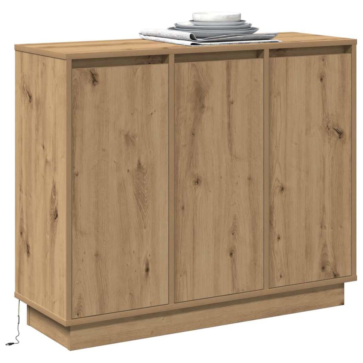 vidaXL Πλευρικό Τραπέζι LED Artisan Oak 90 x 32 x 75 εκ.