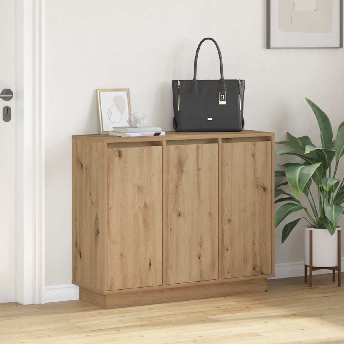 vidaXL Πλευρικό Τραπέζι LED Artisan Oak 90 x 32 x 75 εκ.