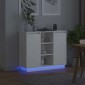 vidaXL Πλευρικό Τραπέζι LED Λευκό 90 x 32 x 75 εκ. Επεξεργασμένο Ξύλο