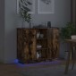 vidaXL Πλευρικό Τραπέζι LED Καπνιστό Δρύς 90 x 32 x 75 εκ.