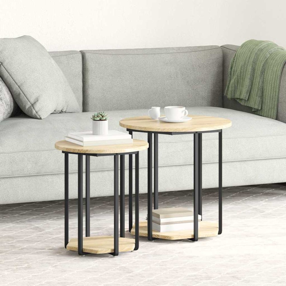 vidaXL Σετ βοηθητικά τραπεζάκια 2 τμχ. Καφέ 50 x 50 x 50,5 cm