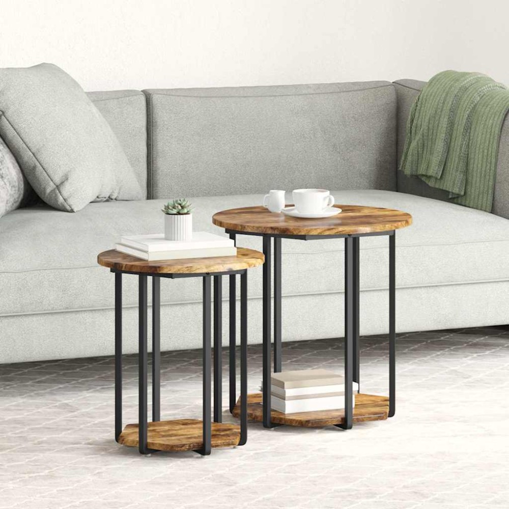 vidaXL Σετ βοηθητικά τραπεζάκια 2 τμχ. Καφέ 50 x 50 x 50,5 cm