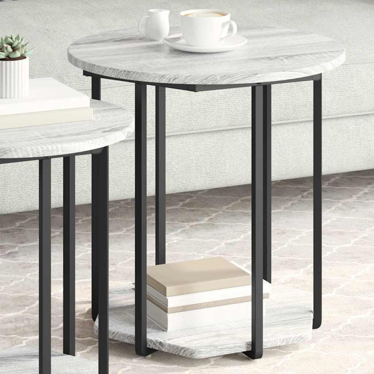 vidaXL Σετ βοηθητικά τραπεζάκια 2 τμχ. Γκρι 50 x 50 x 50,5 cm