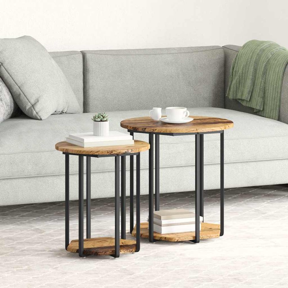 vidaXL Σετ βοηθητικά τραπεζάκια 2 τμχ. Καφέ 50 x 50 x 50,5 cm