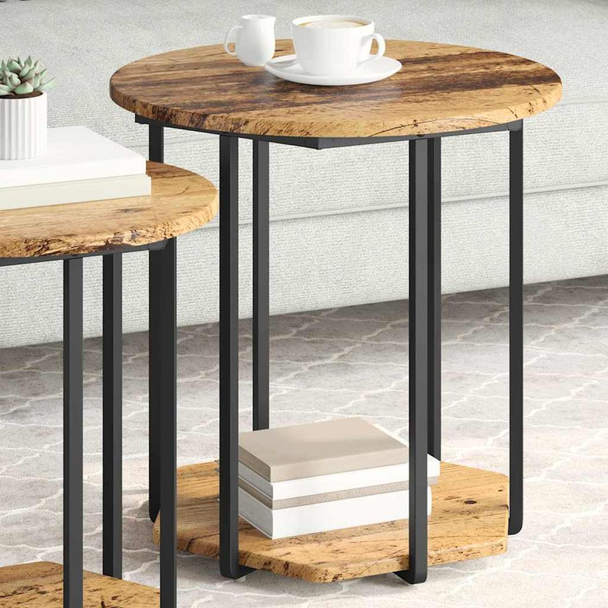 vidaXL Σετ βοηθητικά τραπεζάκια 2 τμχ. Καφέ 50 x 50 x 50,5 cm