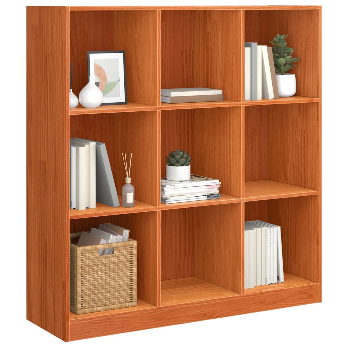vidaXL Βιβλιοθήκη Κερωτό καφέ 104 x 33 x 110 εκ. Στερεά ξυλεία πεύκου