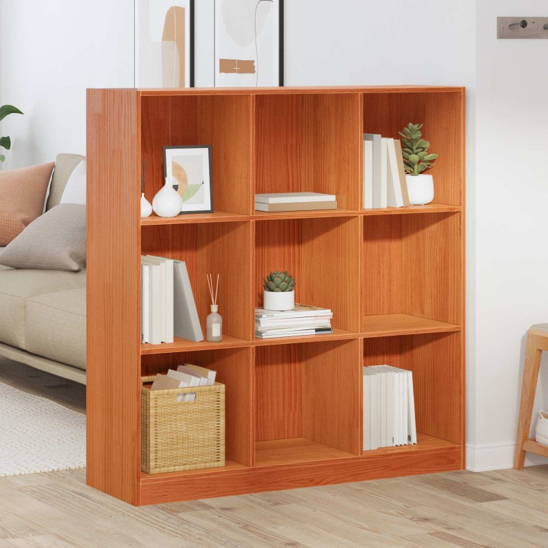 vidaXL Βιβλιοθήκη Κερωτό καφέ 104 x 33 x 110 εκ. Στερεά ξυλεία πεύκου