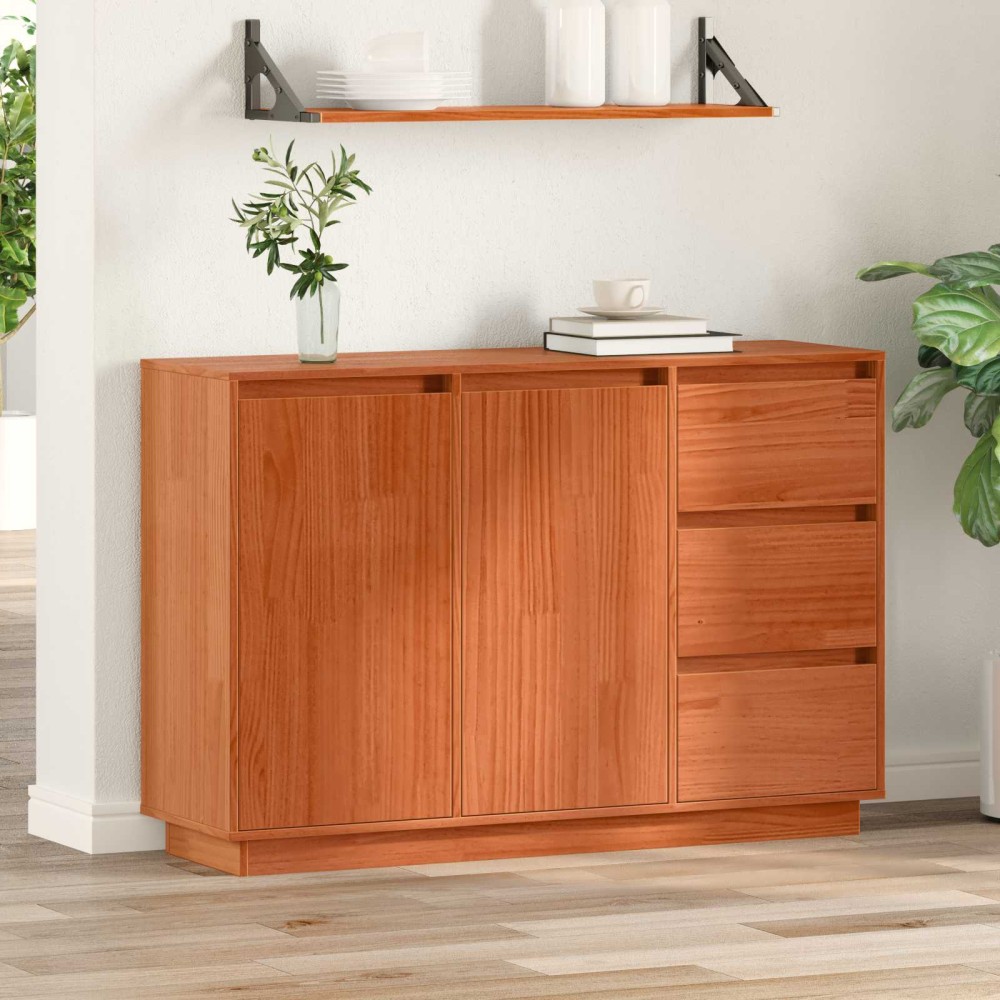 vidaXL Πλαϊνό γραφείο Καφέ δρυς 111 x 34 x 75 εκ. Στερεά ξυλεία πεύκου