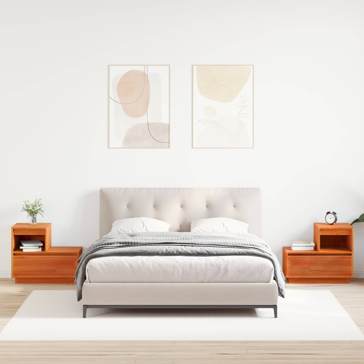 vidaXL Κομοδίνο 2 τμχ. Κερωτό καφέ 60 x 34 x 51 εκ. Επεξεργασμένο Ξύλο