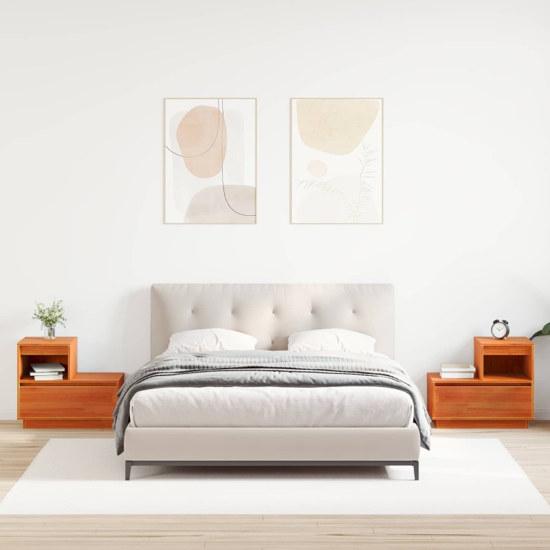 vidaXL Κομοδίνο 2 τμχ. Κερωτό καφέ 60 x 34 x 51 εκ. Επεξεργασμένο Ξύλο