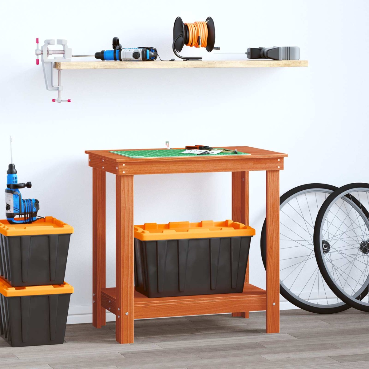 vidaXL Πάγκος εργασίας Κερωμένο Καφέ 80 x 50 x 80 cm Στερεό πεύκο