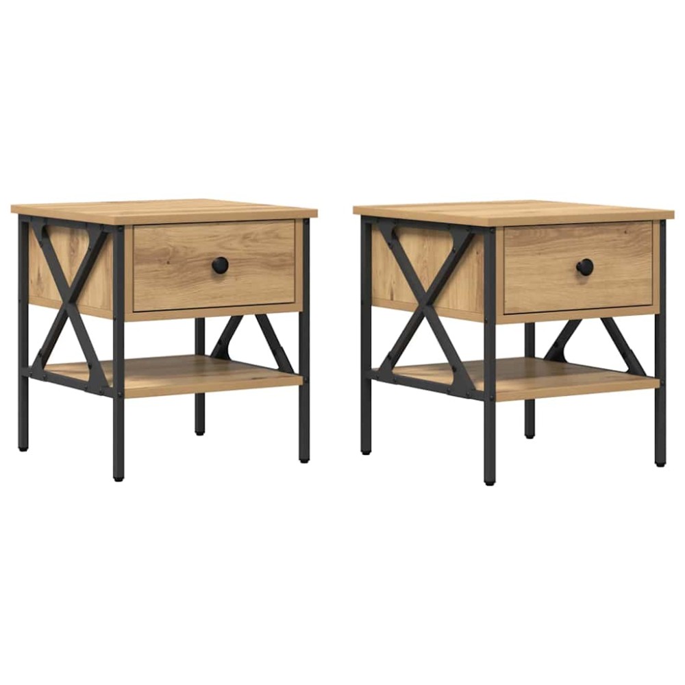 vidaXL Κομοδίνο 2 τμχ. artisan δρυς 40 x 42 x 45 εκ.