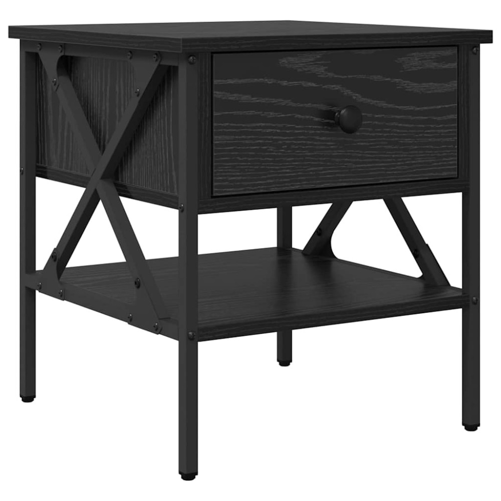 vidaXL Κομοδίνο με συρτάρι Μαύρη δρυς 40 x 42 x 45 εκ.