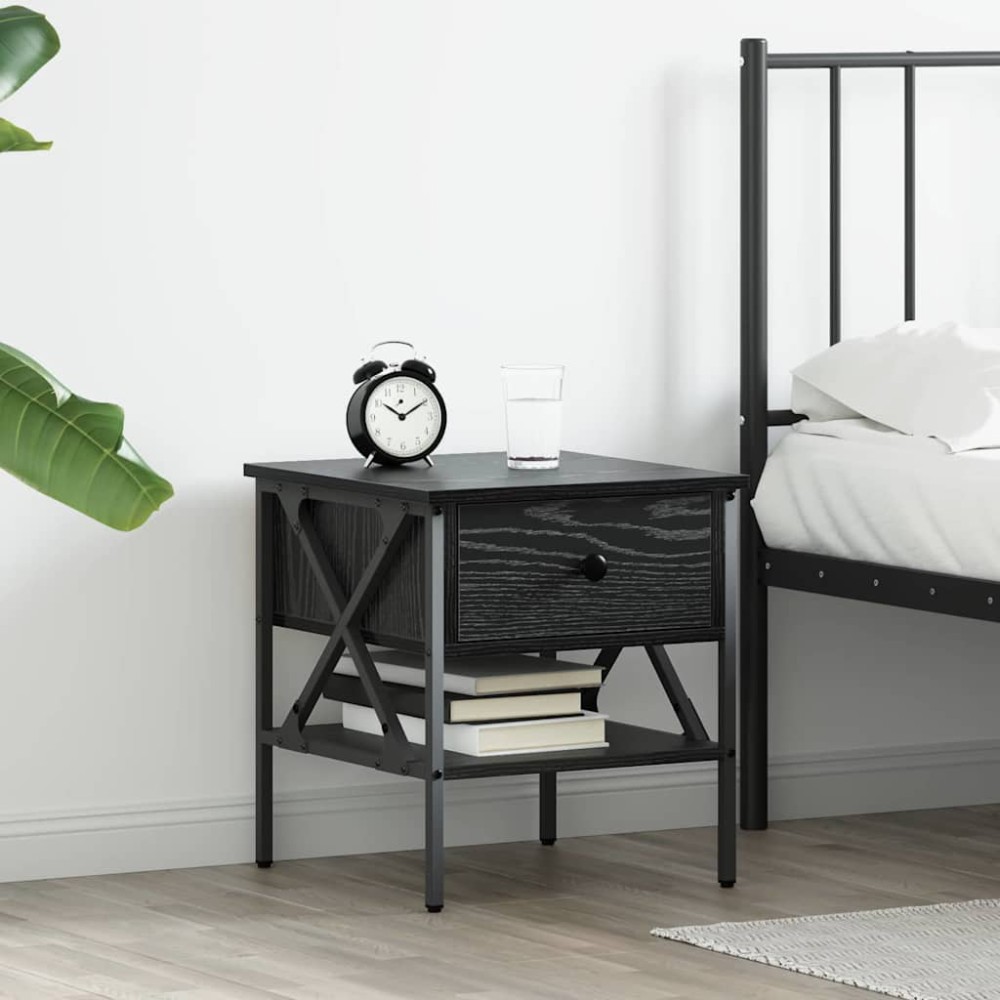 vidaXL Κομοδίνο με συρτάρι Μαύρη δρυς 40 x 42 x 45 εκ.
