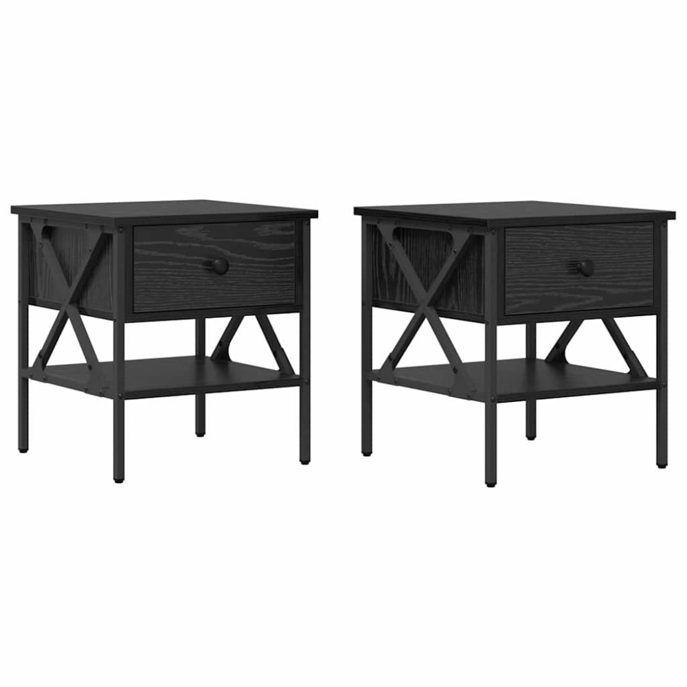 vidaXL Κομοδίνο 2 τμχ. Μαύρη δρυς 40 x 42 x 45 εκ.