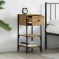 vidaXL Κομοδίνο Καφέ 33.5 x 36 x 70 εκ Μηχανικά επεξεργασμένο ξύλο