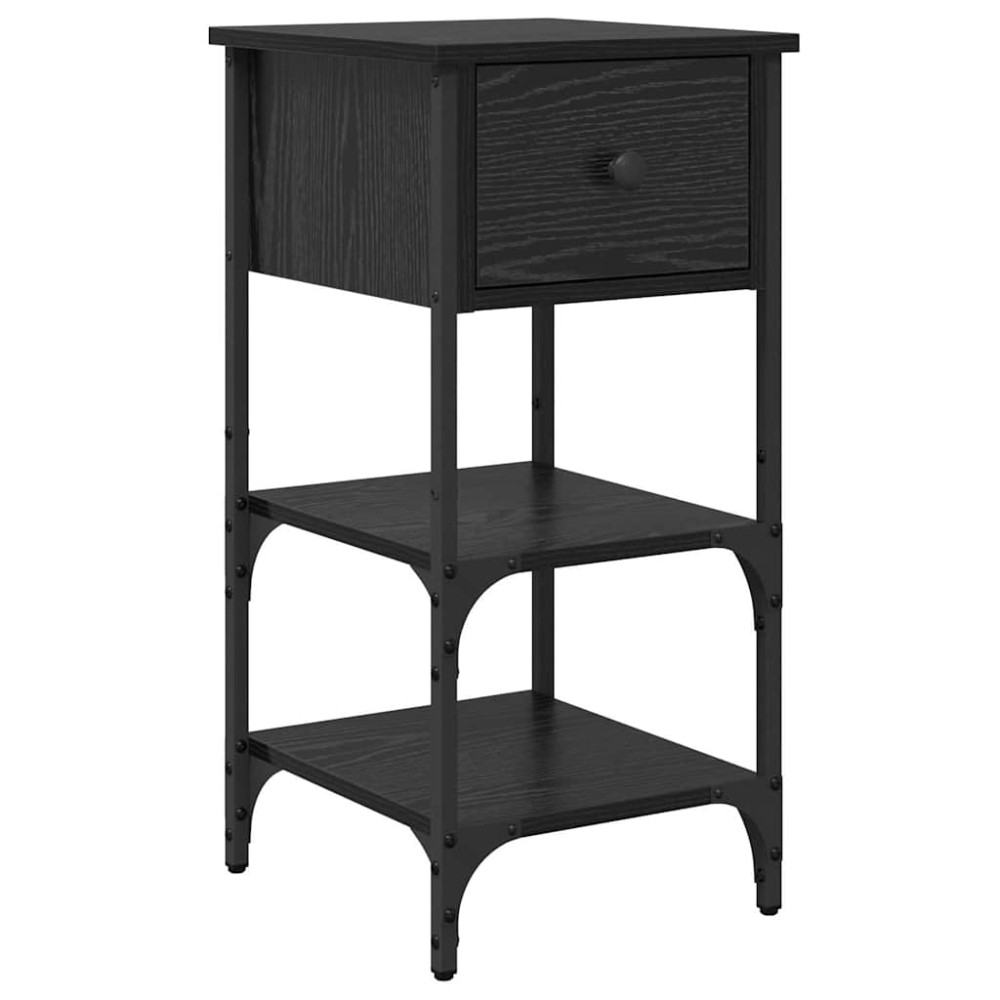 vidaXL Κομοδίνο με συρτάρι Μαύρη Οξυά 33.5 x 36 x 70 εκ