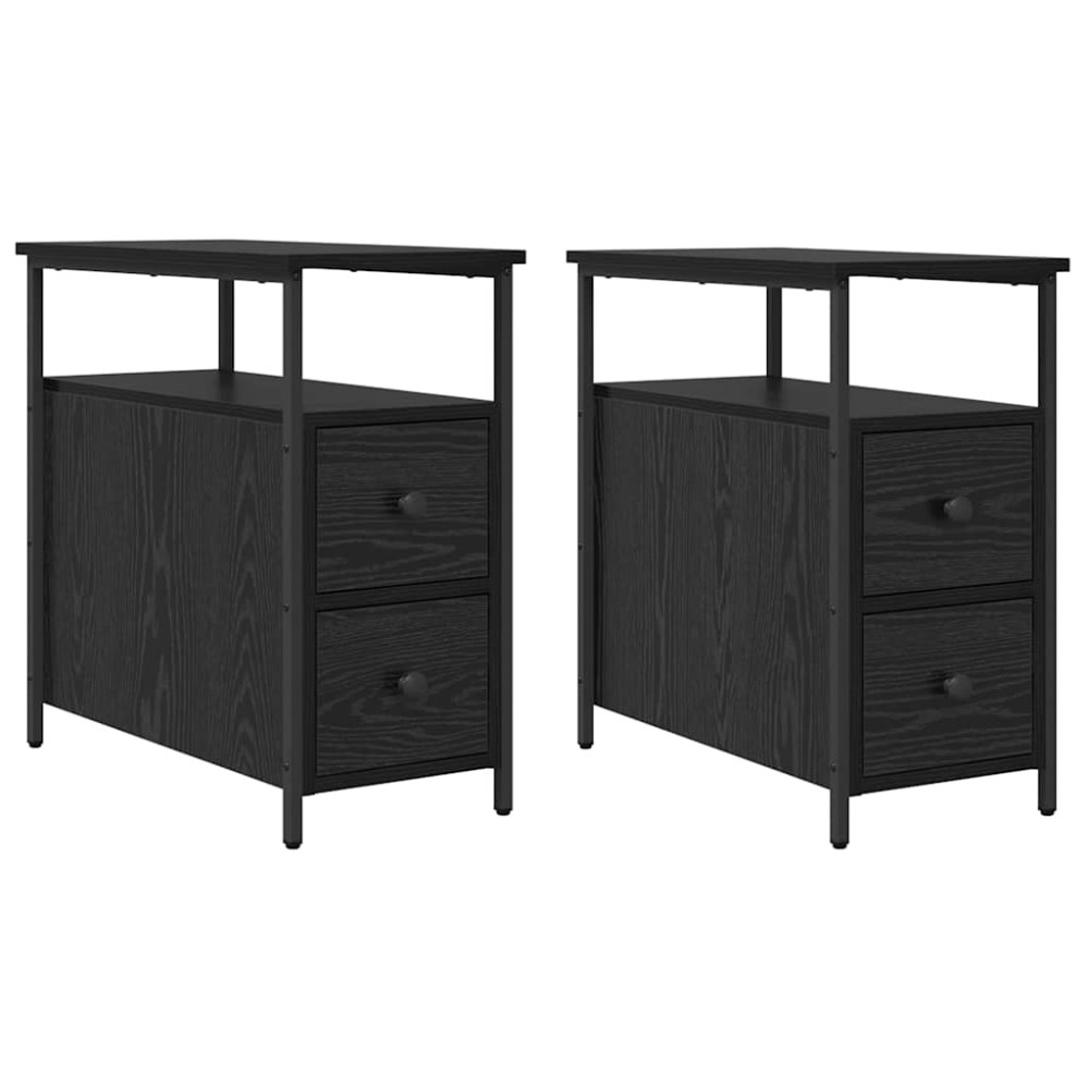 vidaXL Κομοδίνο 2 τμχ. Μαύρη δρυς 30 x 60 x 60 εκ. Επεξεργασμένο ξύλο