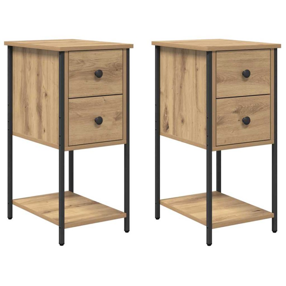 vidaXL Κομοδίνο 2 τμχ. artisan δρυς 32 x 42 x 70 εκ Επεξεργασμένο ξύλο