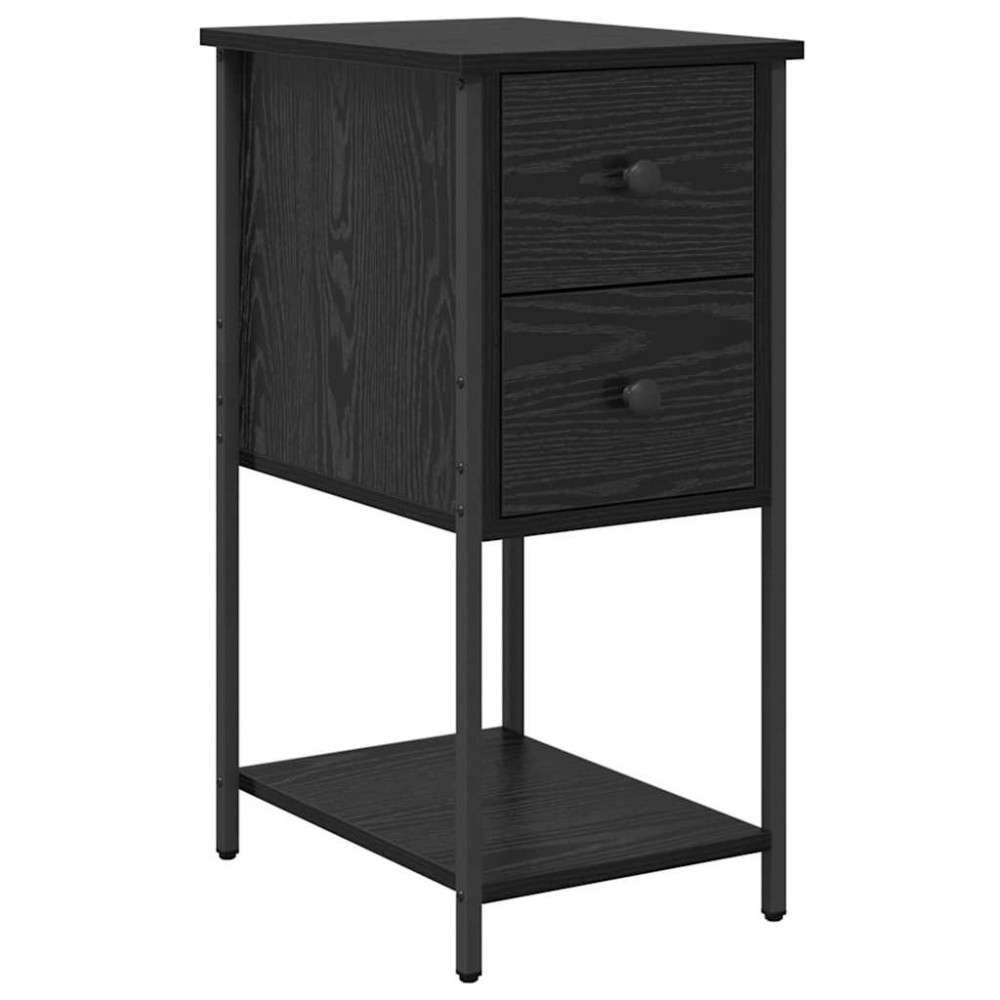 vidaXL Κομοδίνο Μαύρη δρυς 32 x 42 x 70 εκ Επεξεργασμένο ξύλο