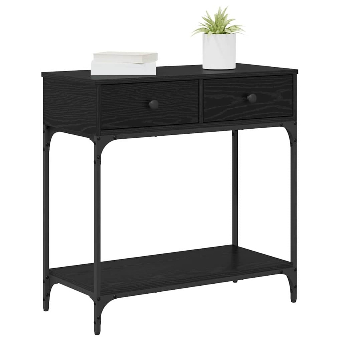vidaXL Τραπέζι κονσόλας Μαύρη δρυς 75 x 34,5 x 75 εκ