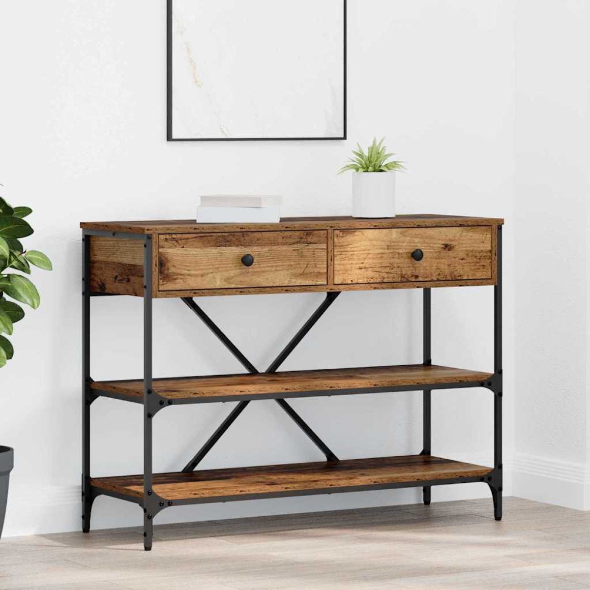 vidaXL Τραπέζι κονσόλας με συρτάρι Καφέ 100 x 34,5 x 75 εκ. ξύλο