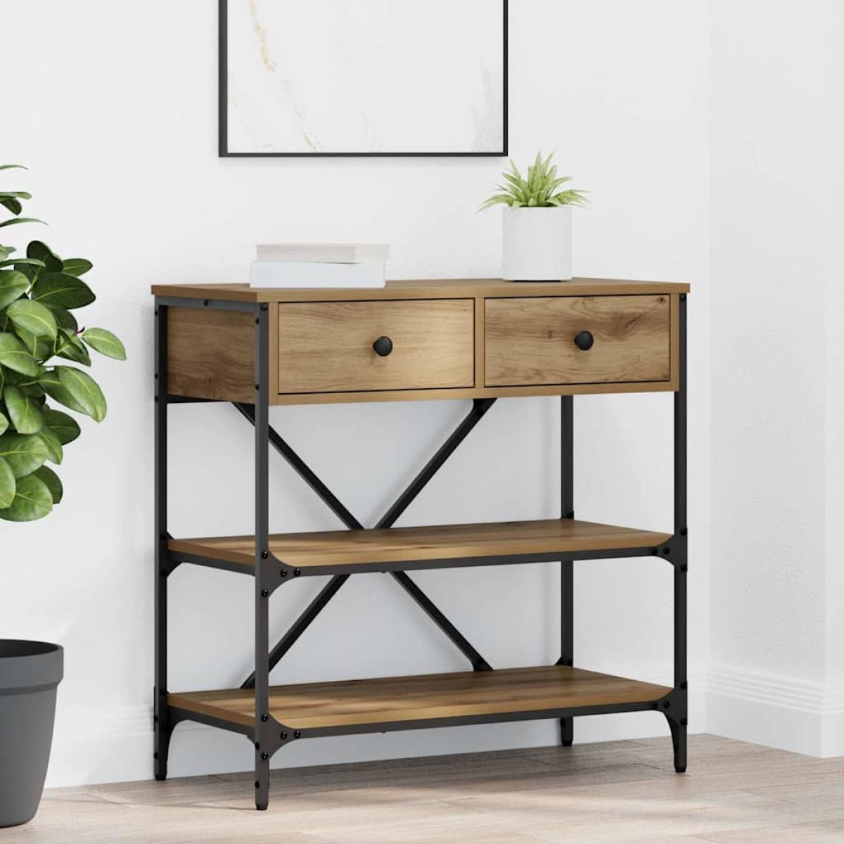 vidaXL Τραπέζι κονσόλας Καφέ 75 x 34,5 x 75 εκ ξύλο