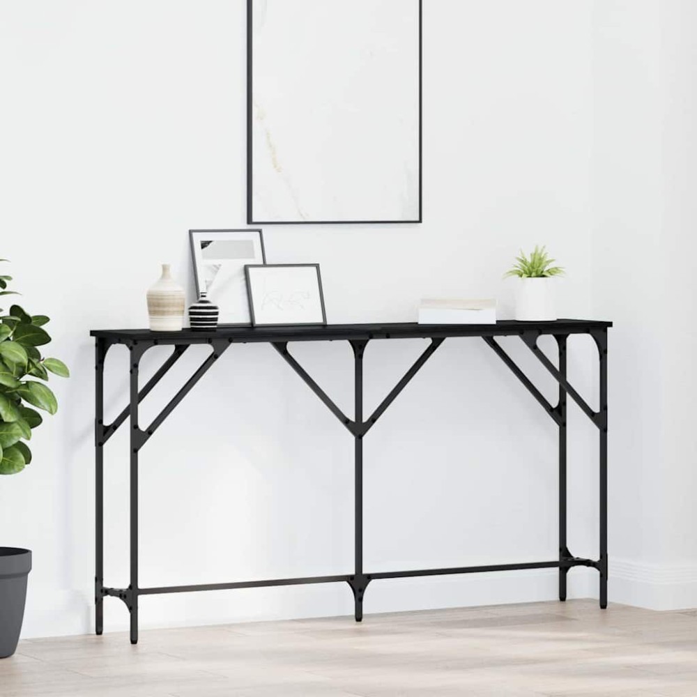 vidaXL Τραπέζι κονσόλας Μαύρη δρυς 140 x 23 x 75 cm