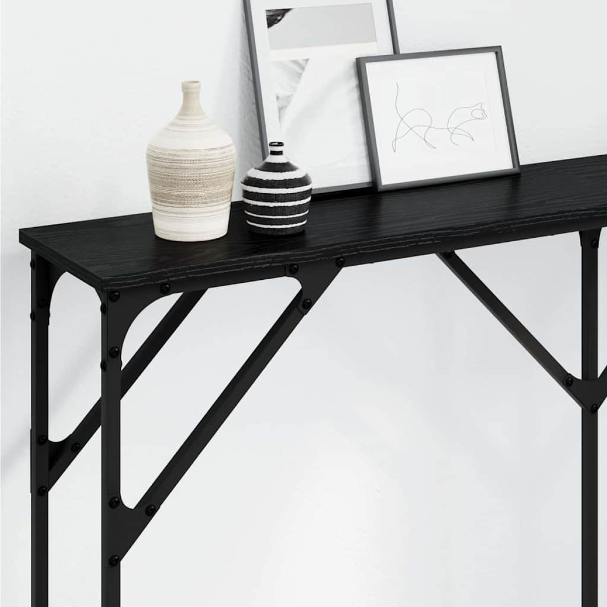 vidaXL Τραπέζι κονσόλας Μαύρη δρυς 140 x 23 x 75 cm