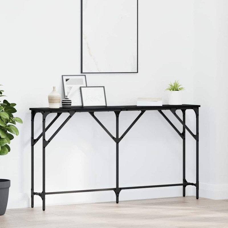 vidaXL Τραπέζι κονσόλας Μαύρη δρυς 140 x 23 x 75 cm