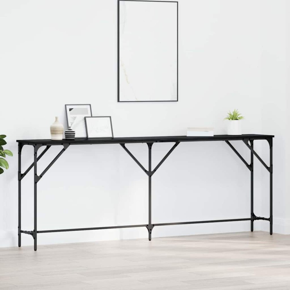 vidaXL Τραπέζι κονσόλας Μαύρη δρυς 200 x 29 x 75 cm
